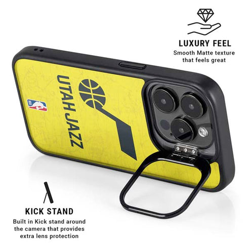 NBA Utah Jazz Yellow Texture iPhone 13 Pro Kickstand Case